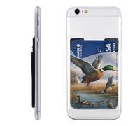 Hunting Flying Wild Ducks By The Lake Printed Phone Card Holder Wallet Sleeve PU Leather Phone Pocket Compatible with iPhone Samsung Galaxy
