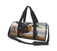 Hunting Flying Wild Ducks by The Lake Printed Sports Gym Bag with Wet Pocket & Shoes Compartment, Travel Duffel Bag for Men Women