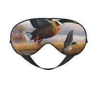 Hunting Flying Wild Ducks by The Lake Printing Sleep Mask for Women Men Double-Sided Print Soft Silk Eye Masks Eye Sleep Shade Cover