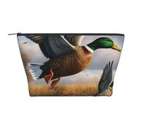 Hunting Flying Wild Ducks by The Lake Prints Cosmetic Bag for Women Trapezoidal Travel Makeup Bags Zipper Toiletry Bag Accessories Organizer