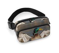 Hunting Flying Wild Ducks Fanny Pack for Women Men Waist Bag Belt Bag Adjustable Casual Bag for Travel Sports Hiking, white, 7.9x5.1inches