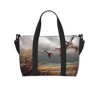 Hunting Flying Wild Ducks Patterned Duffel Bag, Portable Shoulder Bag, Suitable for Fitness, Commuting, Travel.