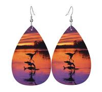 Hunting Flying Wild Ducks Piercing Teardrop Earrings Set Trendy Faux Leather For Women Girls Birthday Xmas Jewelry Gift