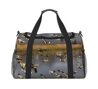 Hunting Flying Wild Ducks Print Ample Travel Large Capacity Hand Travel Bag Carry On Tote Foldable Travel Totes Bag