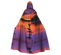 Hunting Flying Wild Ducks Print Cape for Halloween Hooded Cloak for Men Women Cosplay Medieval Robes Masquerade Costume Black