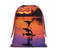 Hunting Flying Wild Ducks Print Convenient Drawstring Gift Wrapping Bag Lightweight Comfort Suitable All Occasions