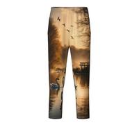 Hunting Flying Wild Ducks Print Fashion Pajama Bottoms,For Leisure,Family Time,Sports And Themed Parties