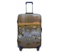 Hunting Flying Wild Ducks Print Luggage Cover For Suitcases, Travel Case Protector, Simple & Convenient Installation, White, Medium, Fashion