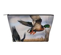 Hunting Flying Wild Ducks Print Makeup Bag Trapezoid Travel Cosmetic Organiser Stylish Storage for Beauty & Gifts for Women Girls