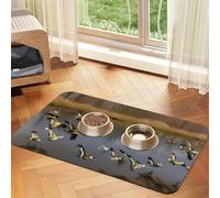 Hunting Flying Wild Ducks Print Pet Food Mat Absorbent Non Slip PU Leather Feeding Mat for Dogs Cats Rubber Bottom