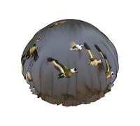 Hunting Flying Wild Ducks Print Shower Cap For Women Men Reusable Lightweight Soft Bath Hair Cap With Elastic Band