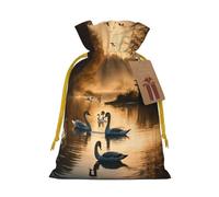 Hunting Flying Wild Ducks Print Stylish Drawstring Pouches,Reusable Drawstring Gift Bags,Perfect For Holiday And Party