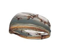 Hunting Flying Wild Ducks Print Sweatbands Sports Headband For Men & Women,For Running Fitness Yoga Cycling,Sweat Wicking Non Slip