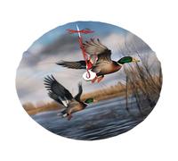 Hunting Flying Wild Ducks Printed 48" Fluffy Christmas Tree Skirt with Tie Closures Felted Polyester Xmas Tree Mat for Holiday Party Decor