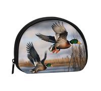 Hunting Flying Wild Ducks Printed Coin Purse Wallet, Shell Shape Mini Change Pouch Holder for Men Women