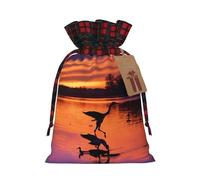 Hunting Flying Wild Ducks Printing 4.7x6.9 Inch Christmas Bag Drawstring Closure,For Christmas Anniversaries Birthdays,Holds Gifts