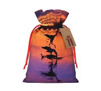 Hunting Flying Wild Ducks Printing 4.7x6.9 Inch Christmas Bag Drawstring Closure,For Christmas Anniversaries Birthdays