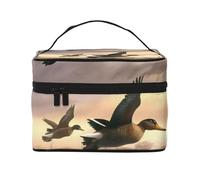 Hunting Flying Wild Ducks Printing Makeup Bag for Women Portable Travel Cosmetic Case Make Up Organizer Bag Beauty Box with Inner Pouch and Handle