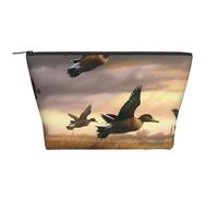 Hunting Flying Wild Ducks Printing Trapezoid Makeup Bag for Women Girl Large Capacity Portable Travel Cosmetic Bag Makeup Pouch Organizer