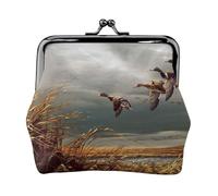 Hunting Flying Wild Ducks, PU Leather Coin Purse, Small Wallets, Change Pouch with Kiss Lock Clasp Buckle, Change Purse