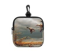 Hunting Flying Wild Ducks, Square Zipper Storage Bag, Neoprene Coin Purse, Small Wallets, Change Pouch, Change Purse