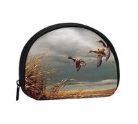 Hunting Flying Wild Ducks, Women's Storage Bag Shell Makeup Bag Small Coin Purse Shell Change Pouch