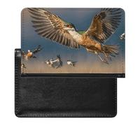 Hunting Flying Wild Passport Holder with 3 Card Slots, Portable PU Leather Travel Wallet, Slim Protective Cover for Passport, ID, Credit Cards