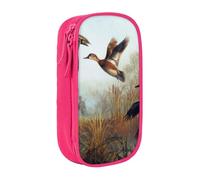 Hunting Flying Wild Pencil Case Pink Pencil Bag with 2 Compartments | Large Capacity Pencil Pouch Stationery Organizer Makeup Bag For Students Office Travel Art Supplies