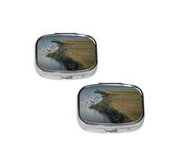 Hunting Flying Wild Pill Box 2 Compartment Medicine Pill Case,Travel Pill Organizer, Small Metal Pill Case Portable Pill Box, Perfects Gift for Anyone in Need