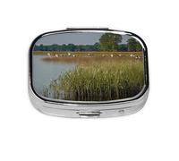 Hunting Flying Wild Print Pill Box 2 Compartment Medicine Pill Case,Portable for Pocket Or Purse Pill Box Decorative Metal Medicine Organizer