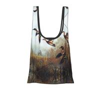 Hunting Flying Wild Print Reusable, Foldable,Washable Grocery Bags Foldable in A Pouch Eco Tote Shopping Bag,Daily Shopping Loading