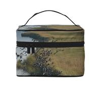 Hunting Flying Wild -Print Waterproof Cosmetic Bag for Travel & Gym - Large Makeup Organizer Compartments, Premium Twill Fabric, Leak-Proof Design