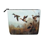 Hunting Flying Wild Printed Single-Layer Cosmetic Bag Faux Linen Material Large Capacity Coin Purse Travel and Business Trip Essential