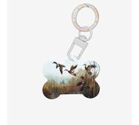 Hunting Flying Wild Printing Cute Acrylic Dogs Tag Double Side Bone Shap Id Tags with Keychain for Pet Crafts Decorations