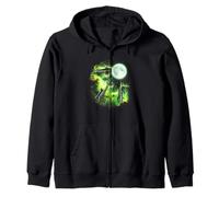 Hunting gun howling at the moon green tie dye hunter Zip Hoodie