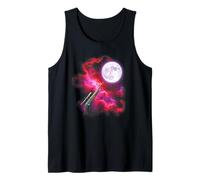Hunting Gun Howling at The Moon Pink Purple Tank Top