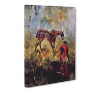 Hunting Horse With Hounds By Henri De Toulouse Lautrec Canvas Print | Gallery Wrapped 30mm Frame Wall Art | 30x20 inches | Ready to Hang | Impressionist Animals Picture | Living Room Lounge Office