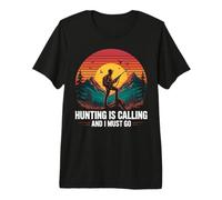 Hunting is Calling Hunter Outdoors Mountain Sunset Premium T-Shirt