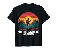 Hunting is Calling Hunter Outdoors Mountain Sunset T-Shirt