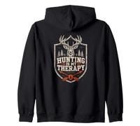 Hunting Is My Therapy Deer Hunting Hunter Statement Zip Hoodie