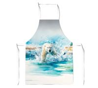 Hunting Polar Bear Watercolour Apron Warren Reed - Designer Brown One Size