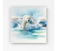 Hunting Polar Bear Watercolour Canvas Warren Reed - Designer Brown w40_inch_x_h40_inch