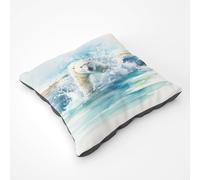 Hunting Polar Bear Watercolour Floor Cushion Warren Reed - Designer Brown Large