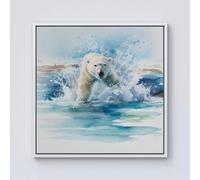 Hunting Polar Bear Watercolour Framed Canvas Warren Reed - Designer Off White W30 inch x H30 inch