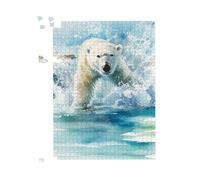 Hunting Polar Bear Watercolour Jigsaw Puzzle Warren Reed - Designer Brown 500 Piece