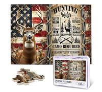 Hunting Season 500 Piece Jigsaw Puzzle Deer Wildlife Puzzle for Adults Forest Animal Difficult Challenging Family Puzzle for Adults American Flag Tree Branch Jigsaw Puzzles Games for Men Women Gift