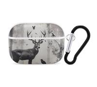 Hunting Silhouette of Deer AirPod Pro Case, Anti Scratch Hard PC Cover with Keychain, AirPod Pro 2nd/1st Case Accessories for Women Men, White-Style