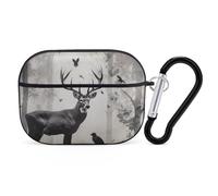Hunting Silhouette of Deer AirPod Pro Case, Anti Scratch Hard PC Cover with Keychain, AirPod Pro 2nd/1st Case Accessories for Women Men, Black-Style