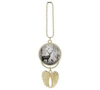Hunting Silhouette of Deer Car Hanging Pendant, Zinc Alloy Rearview Mirror Charms - Relieve Visual Fatigue, Vintage Keychain Pendant, Lucky Car Interior Hanging Decoration, Golden-Style