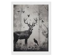 Hunting Silhouette of Deer Diamond Painting Kits for Adults Beginners 12x16 Full Drill Diamond Art with DIY Tools Round 5d Diamonds Dots Crafts Gem Art Paint by Diamonds for Home Wall Decor Relaxing
